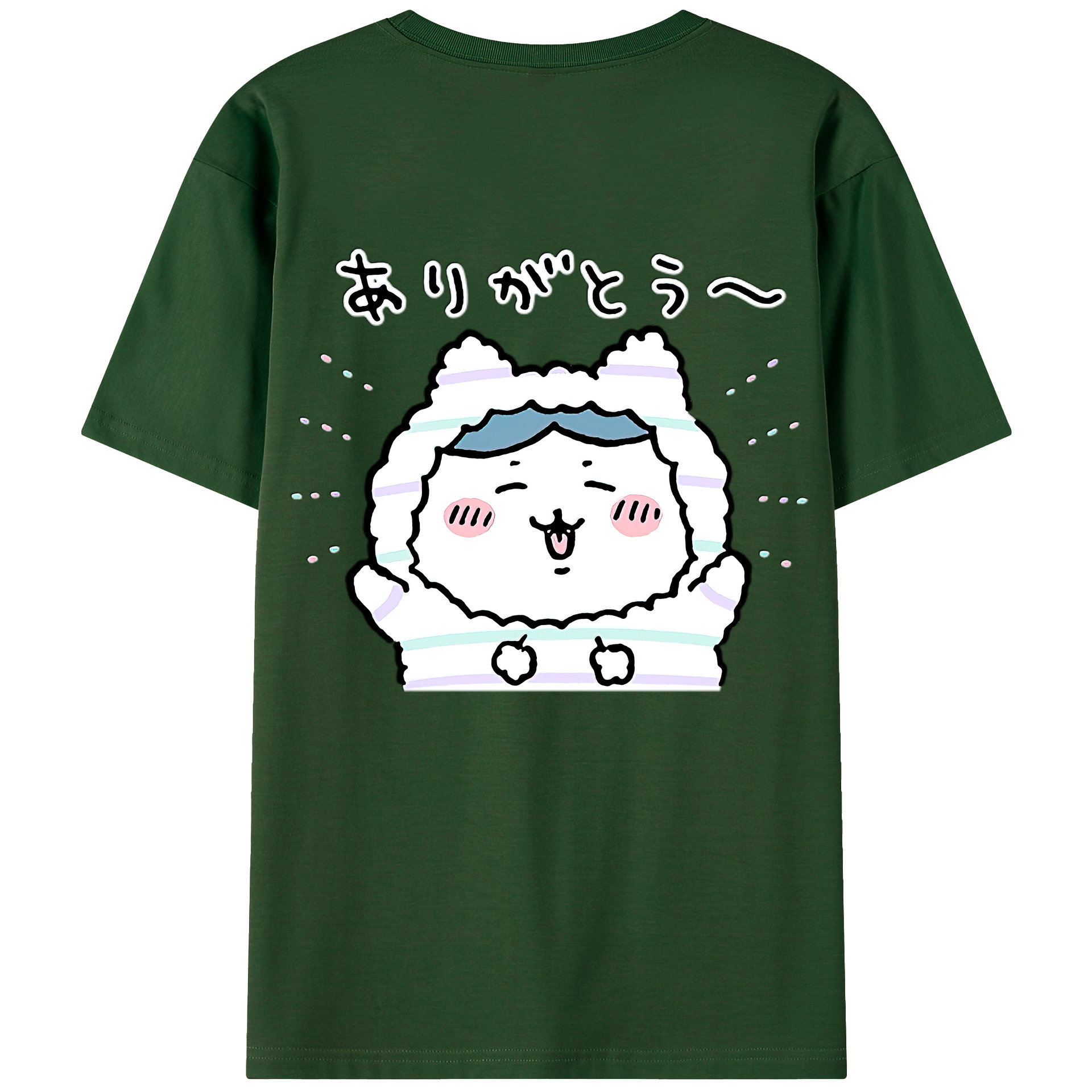 （画像用） ちいかわ ハチワレ Chii-kawa hachiware 綿100％半袖Tシャツ（背面プリント）